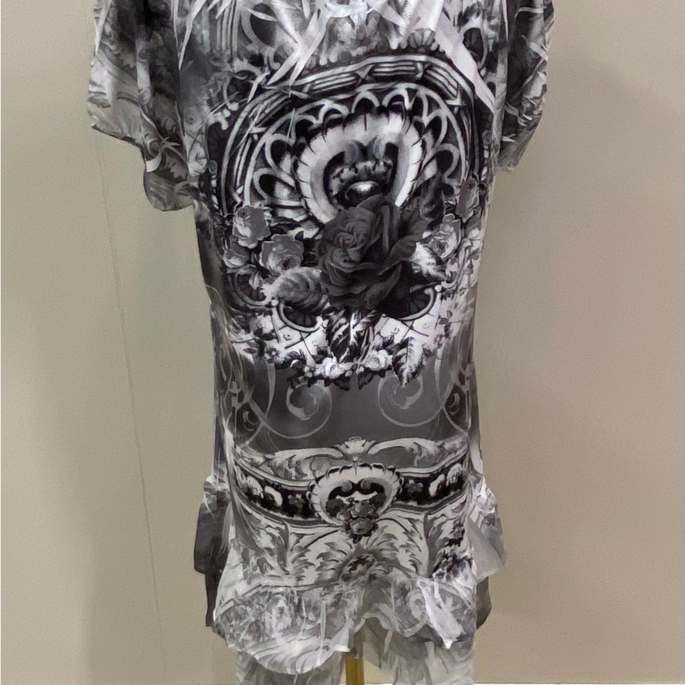 Elegant Gray Patterned Women's Dress - Picture 3 of 6